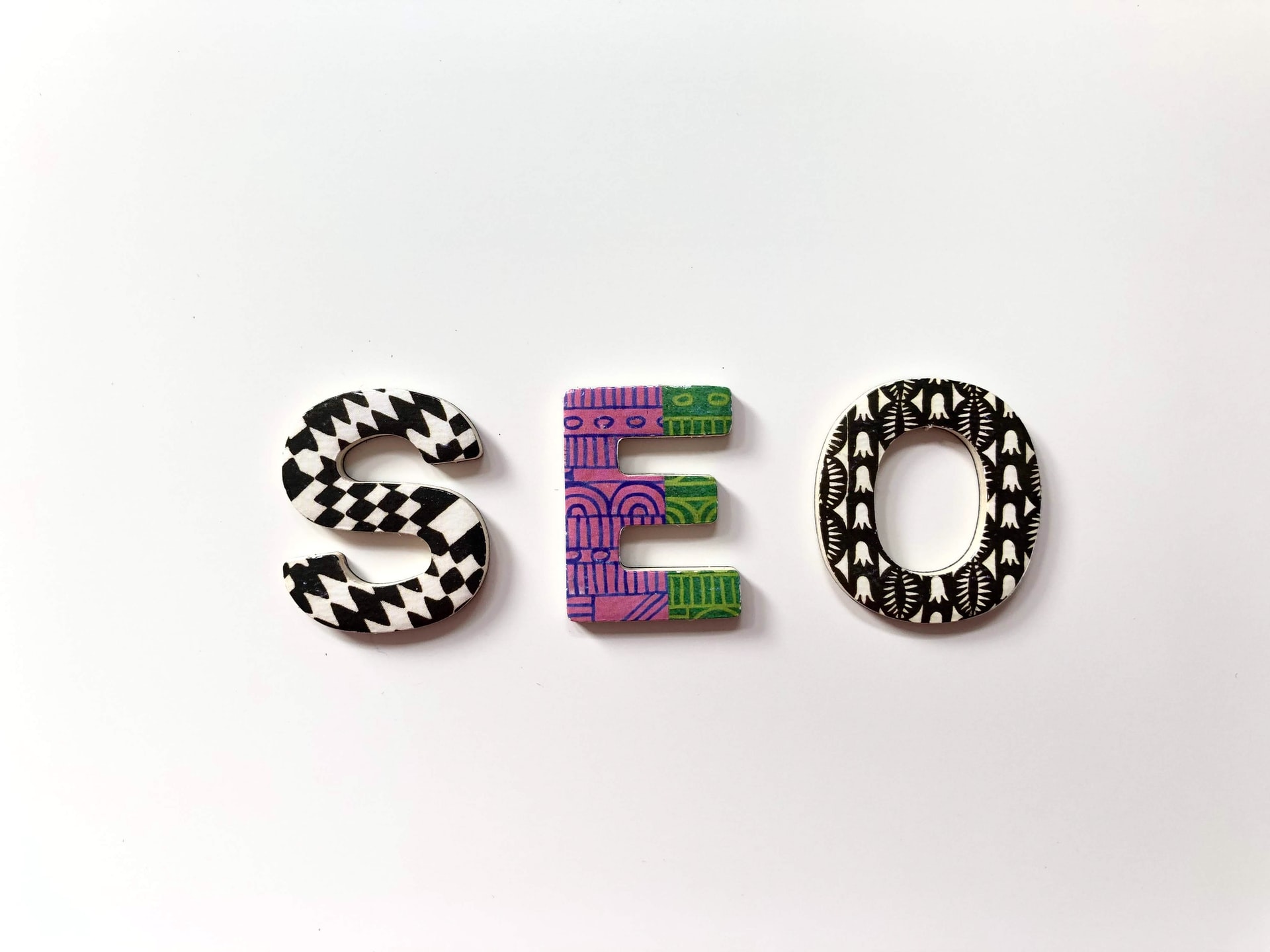 SEO written in colorful letters