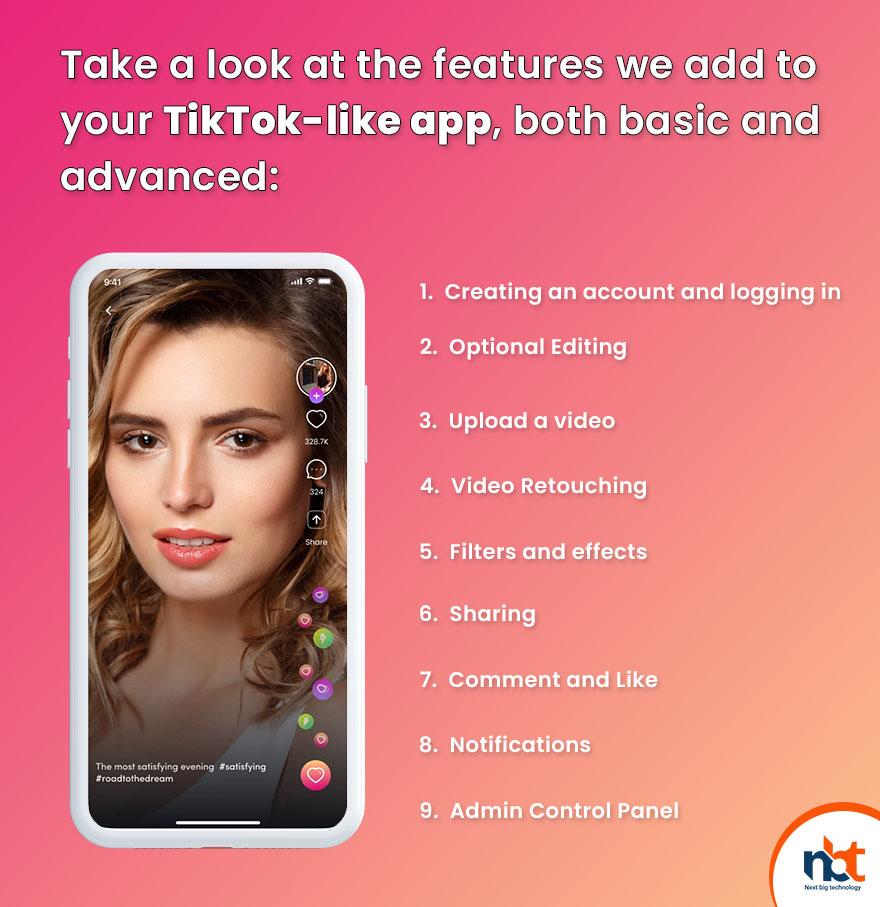 Take a look at the features we add to your TikTok-like app, both basic and advanced