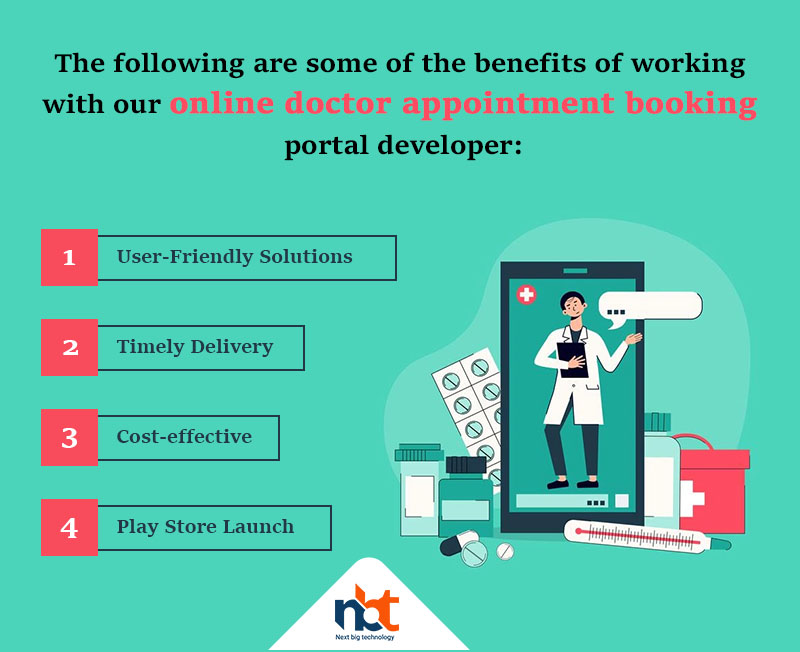 The following are some of the benefits of working with our online doctor appointment booking portal developer