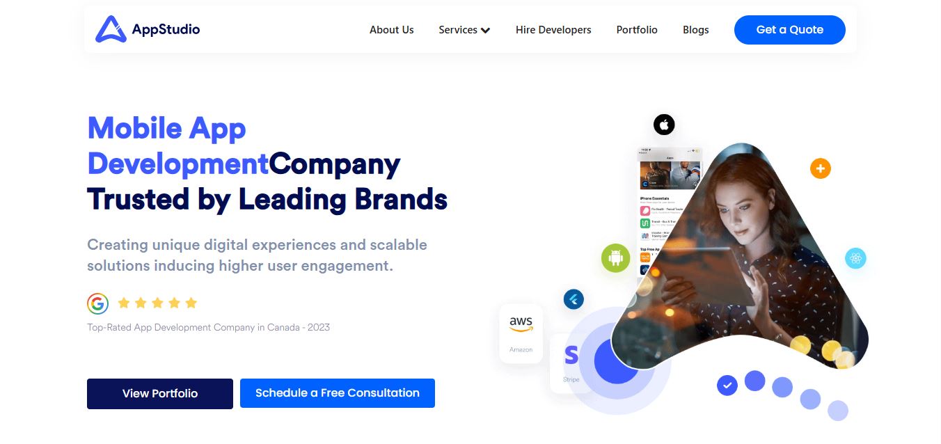 Appstudio banner (Top Mobile App Development Companies in Canada)