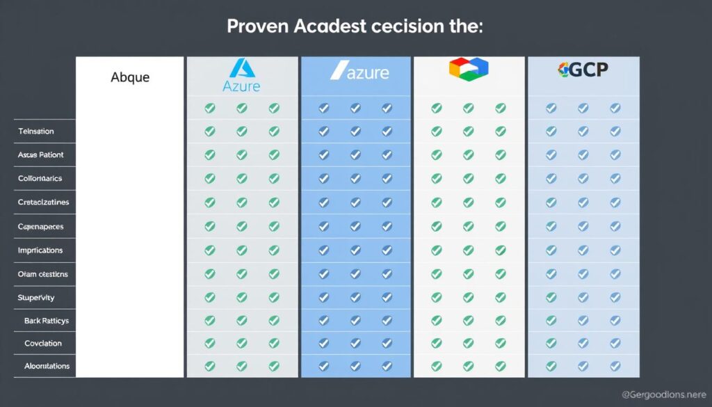 Decision matrix for choosing between AWS, Azure, and GCP for app backend
