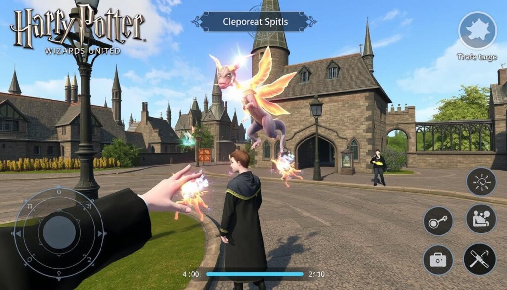 Harry Potter: Wizards Unite AR gameplay showing magical elements in real world