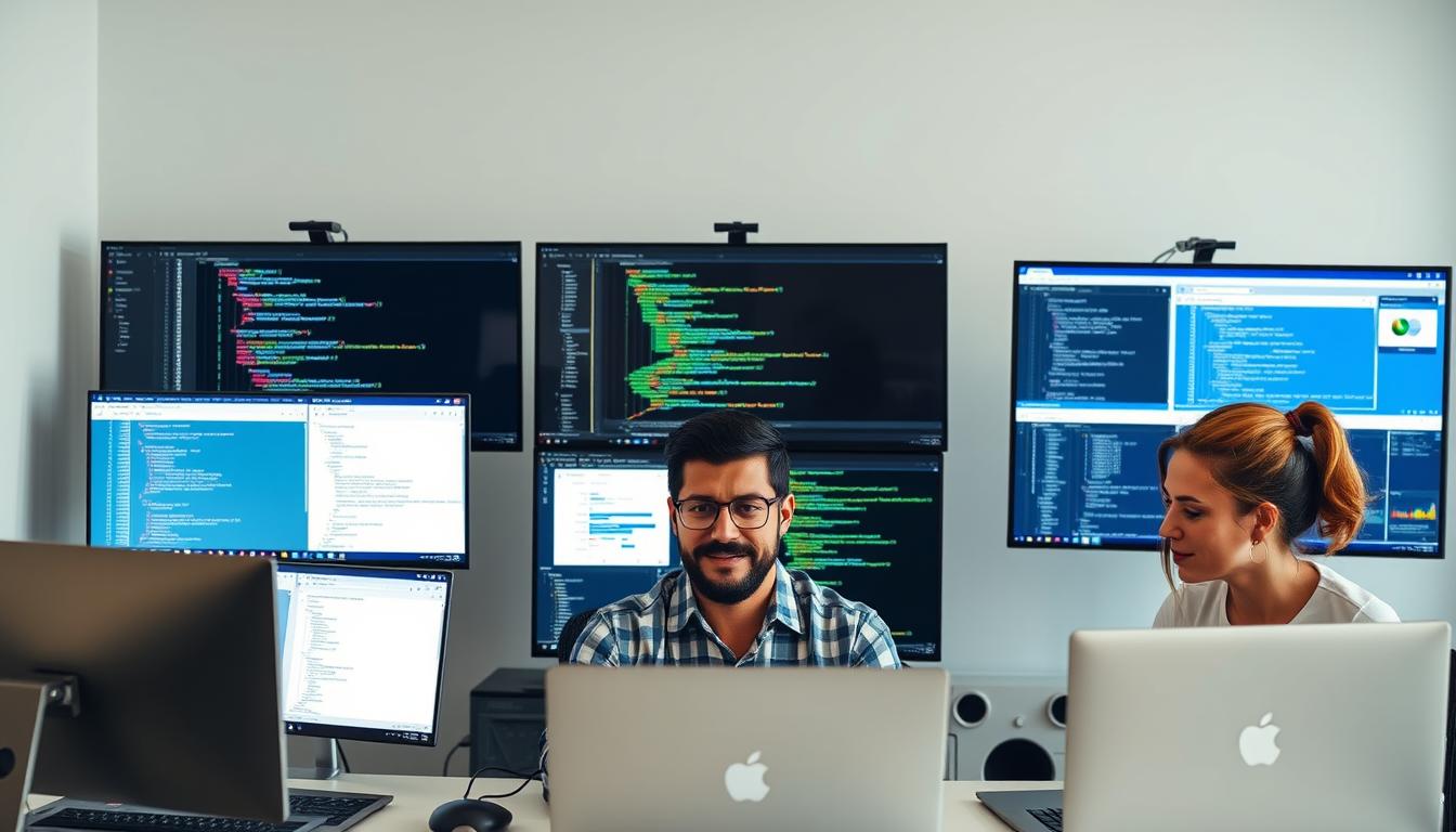 A dedicated development team collaborating remotely on a software project