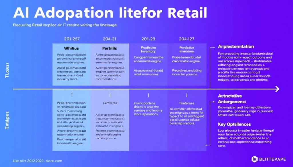 AI Adoption Timeline for Retail showing phased implementation of AI technologies from 2025-2027