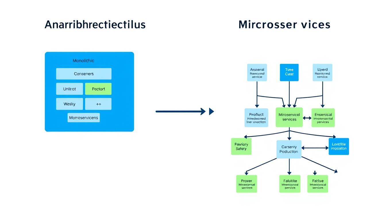 Comparison of monolithic architecture vs microservices architecture showing structural differences