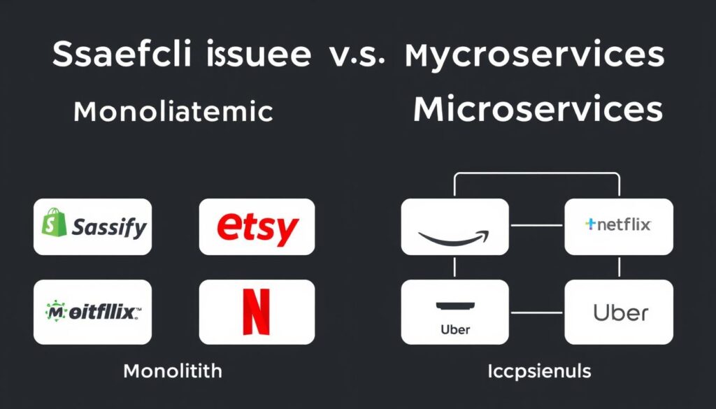 Comparison of successful companies using monolithic vs microservices architectures