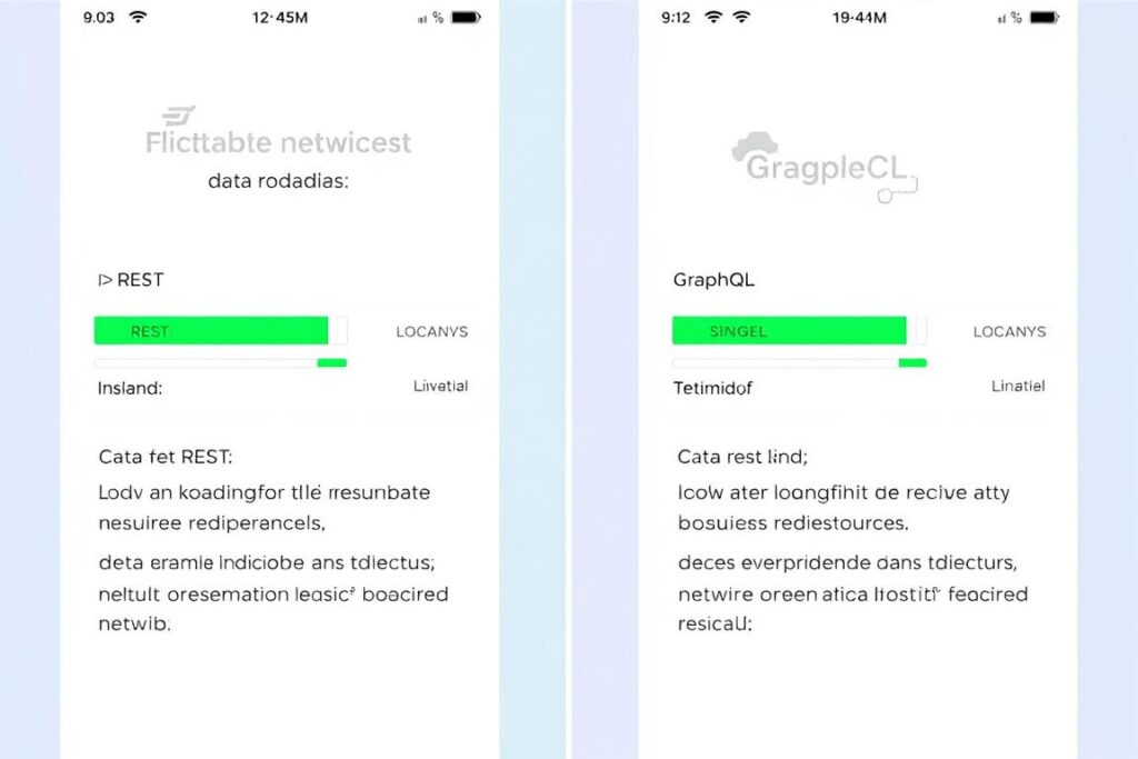 Mobile app with unstable connectivity showing REST vs GraphQL approaches