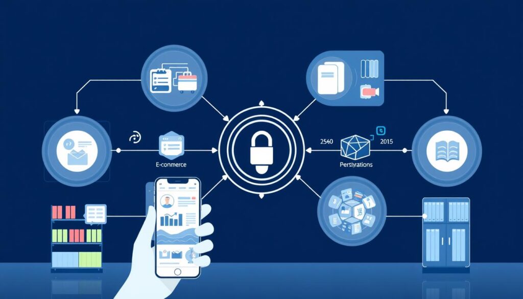 Retail technology ecosystem showing omnichannel integration, personalization engines, and inventory optimization