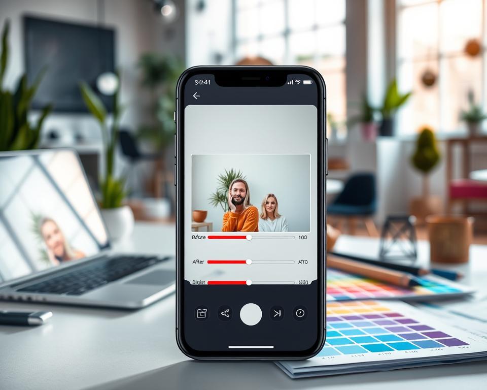 user interface design for AI photo enhancement